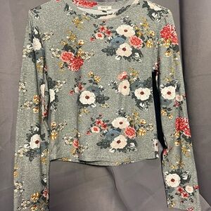 Ardene Gray Floral Long Sleeve Top